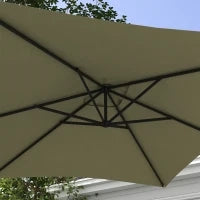 Ombrellone da Giardino Decentrato con Base a Croce e Apertura a Manovella, 294x193cm, Beige