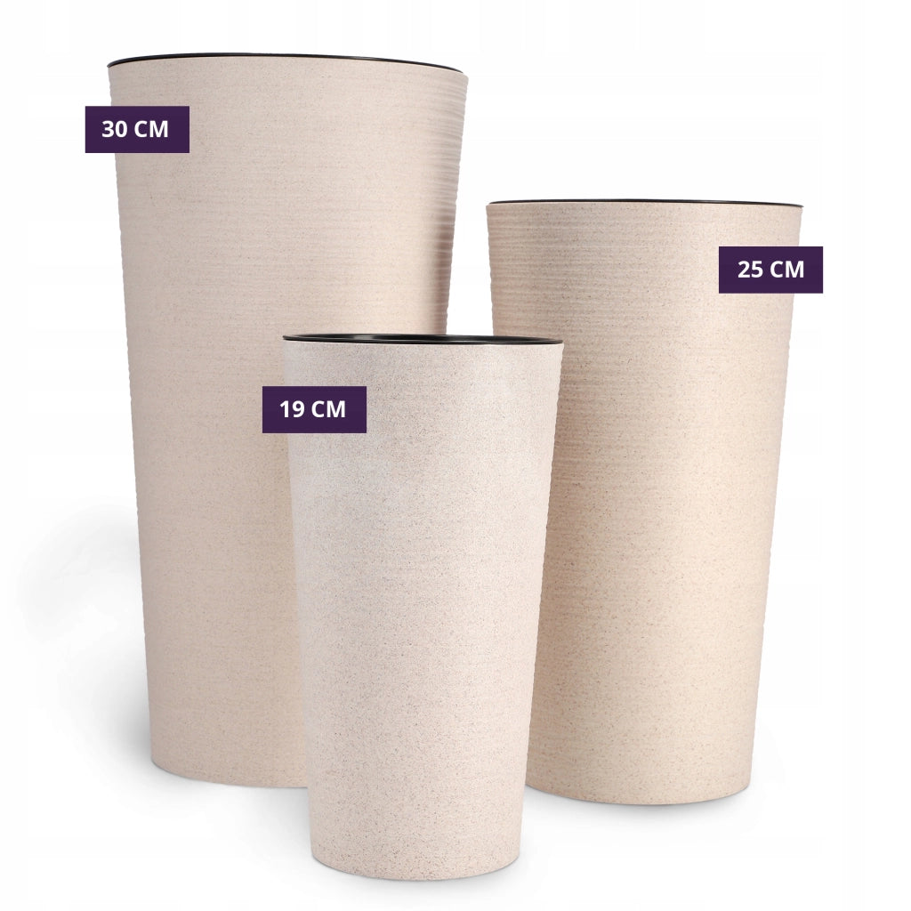 Vaso da fiori KADAX, coprivaso, alto, 37 cm, con inserto, per soggiorno, beige