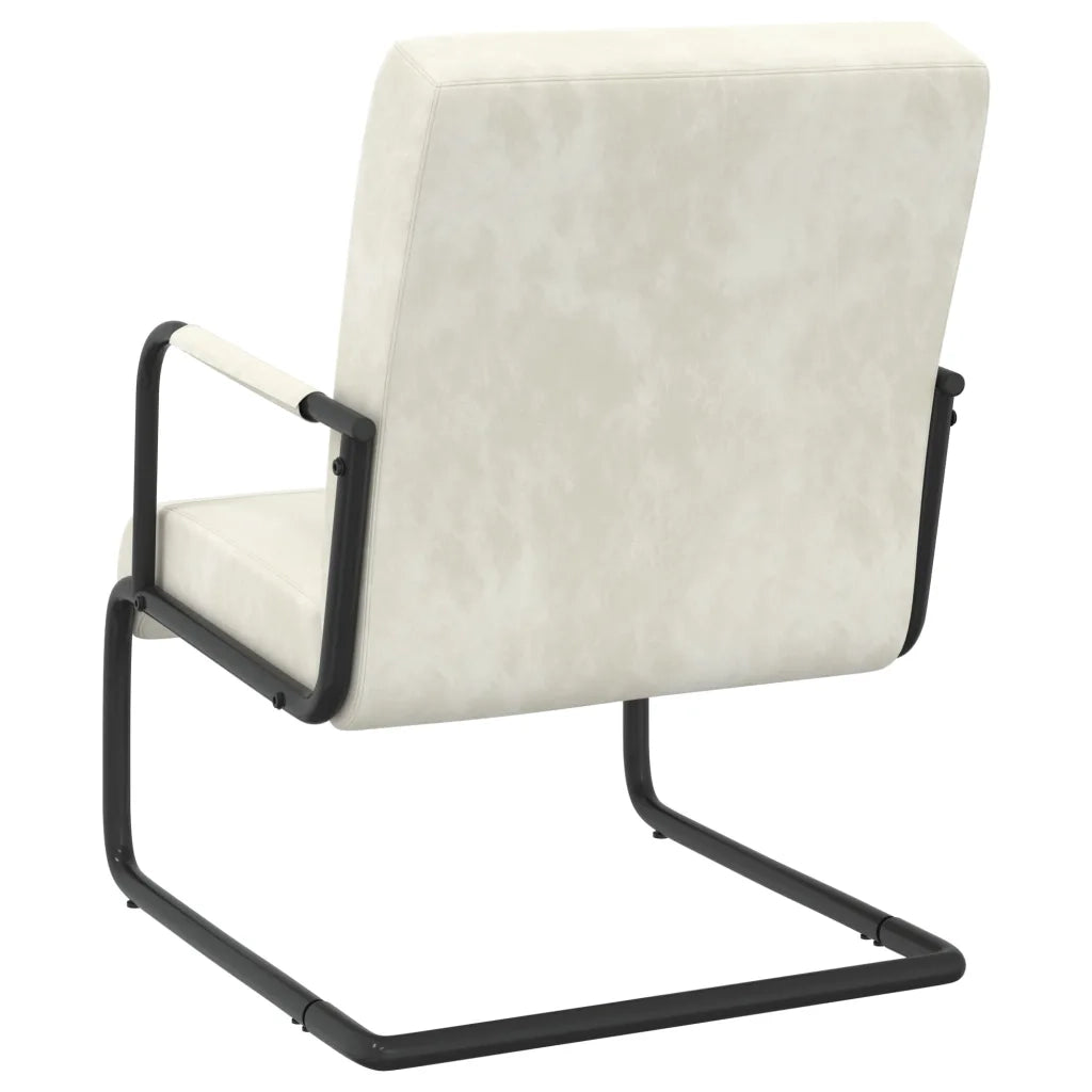 Sedia a Sbalzo Bianco Crema in Velluto 325797