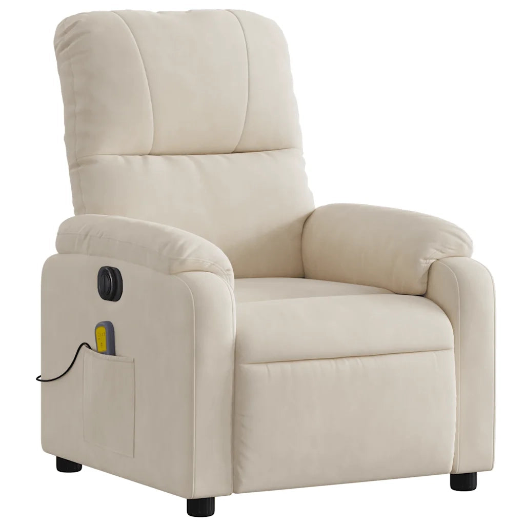 Poltrona Reclinabile Massaggiante Elettrica Beige Microfibra 3204927