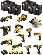 DeWALT Kit DWK1201T (DCD996 + DCH273 + DCG405 + DCF887 + DCF894 + DCS334 + DCS570 + DCS355 + DCP580 + DCS367 + DCL050 + DCF620 + 3 Batterie 5,0 Ah + Caricabatterie + 4 x TSTAK VI)