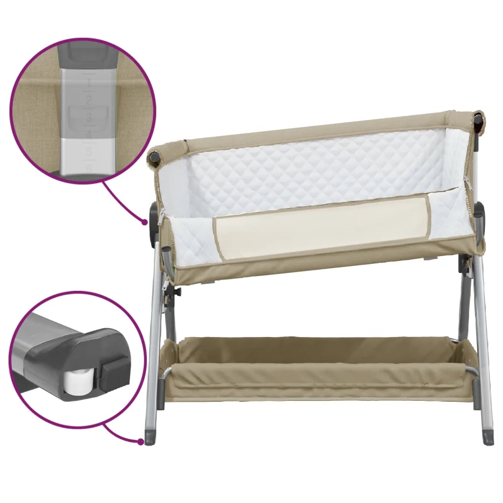 Lettino per Bambini con Materasso Tortora in Tessuto di Lino cod mxl 72370