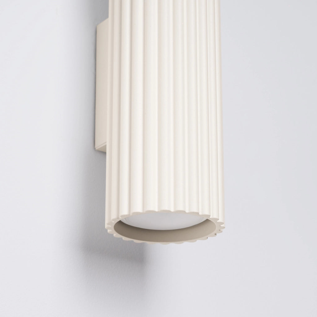 Applique moderna tubo rigato beige 30cm 2xGU10 up/down