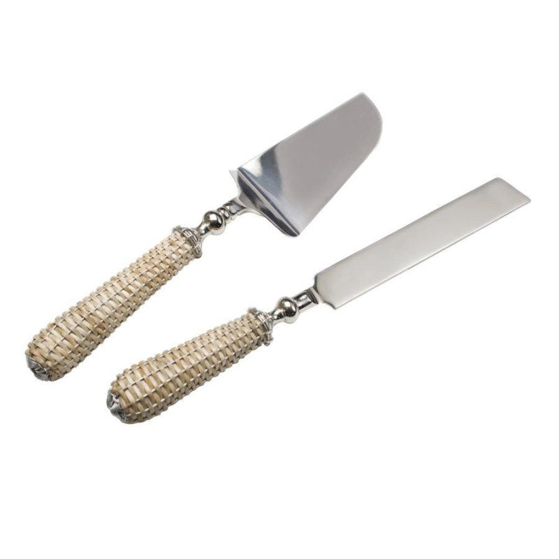 Posate coppia da torta con manico bambù cm 30 acciaio inox 41
