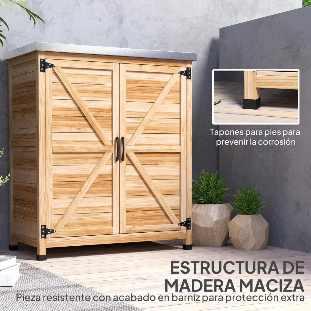 Casetta da Giardino ¨C Xylo ¨C Legno Naturale Tetto Acciaio 79x43x92 cm