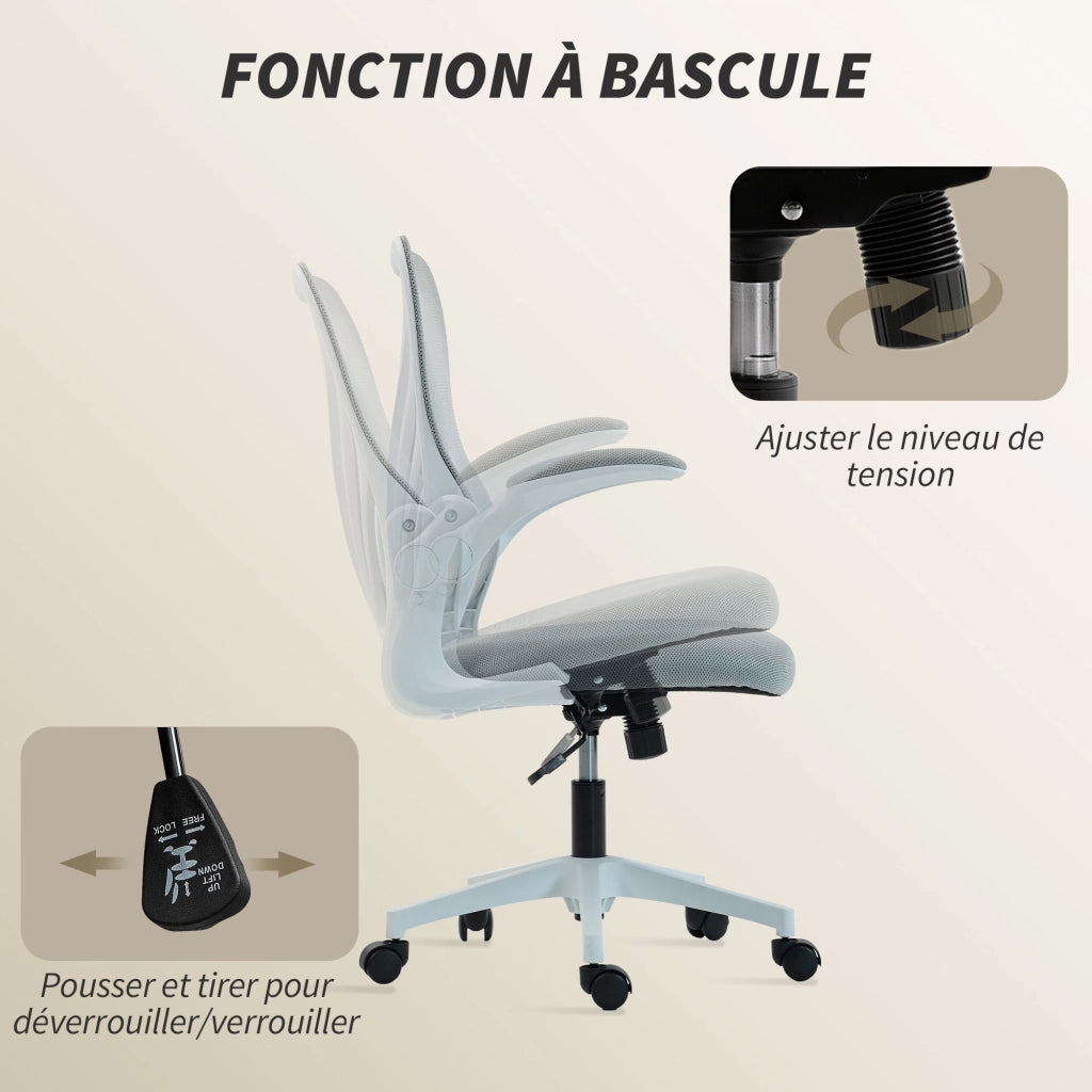 Sedia da ufficio ergonomica ¨C zephmum ¨C grigio 73x62x101-111cm