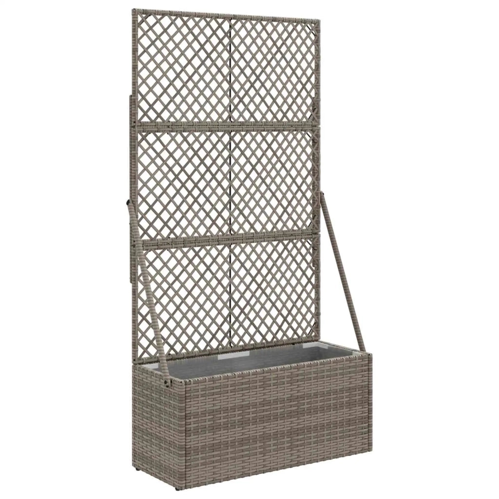 Fioriere | Cassetta per fiori | Vaso da Giardino con Trellis Grigio 70 x 30 x 135 cm polyrattan