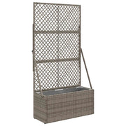 Fioriere | Cassetta per fiori | Vaso da Giardino con Trellis Grigio 70 x 30 x 135 cm polyrattan