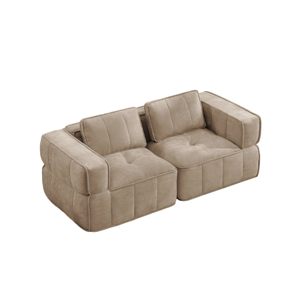 Divano 2 posti modulare senza telaio 198x93x67 cm in poliestere color sabbia