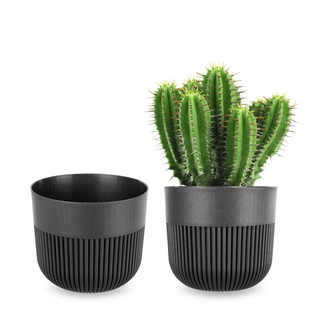 Vaso da fiori KADAX, Coprivaso, 11 cm, Plastica, Rotondo, A coste, Grafite