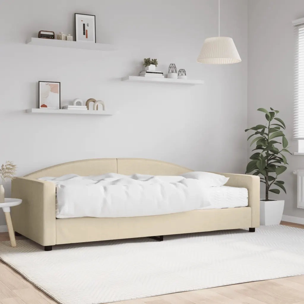 Divano letto | Sof¨¤ letto | Letto singolo con Materasso Crema 100x200 cm in Tessuto