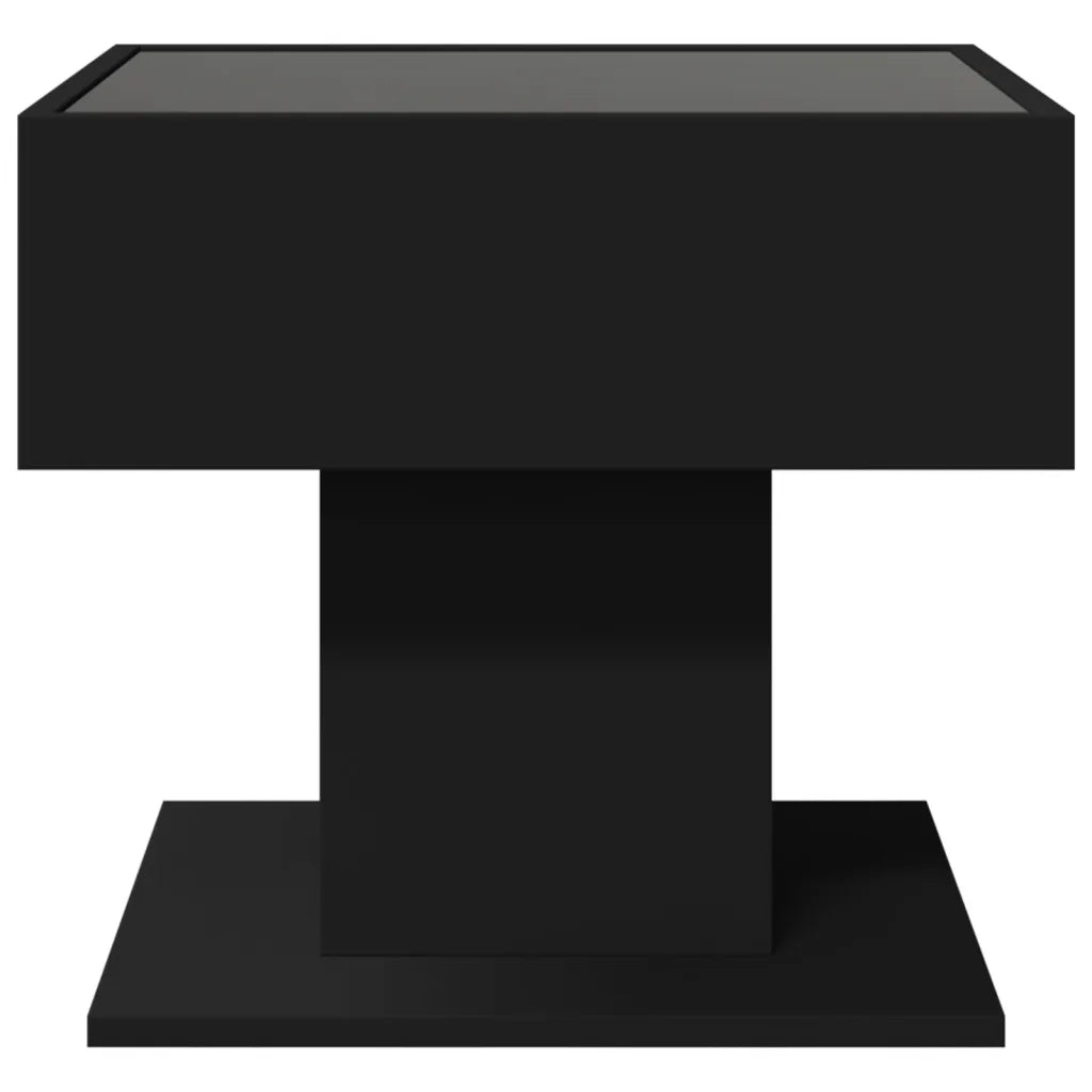 Tavolino Salotto con LED Nero 50x50x45 cm Legno Multistrato 847526