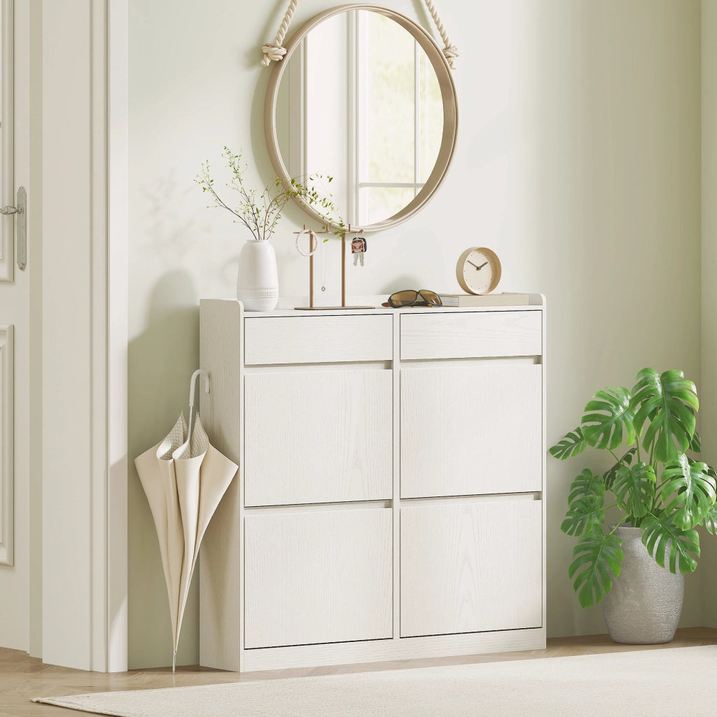 Scarpiera con 8 scomparti e 6 cassetti ¨C zephmum ¨C bianco 98x19x95 cm