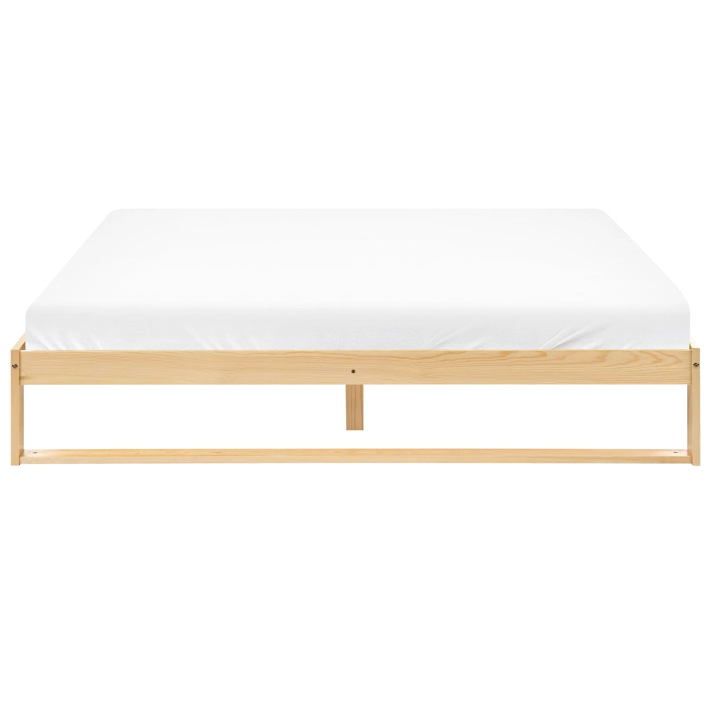 Letto matrimoniale in legno di pino 180 x 200 cm marrone chiaro stile minimalista