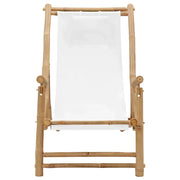 Sedia da Giardino | Sedia a Sdraio in Bamb¨´ e Tela Bianco Crema