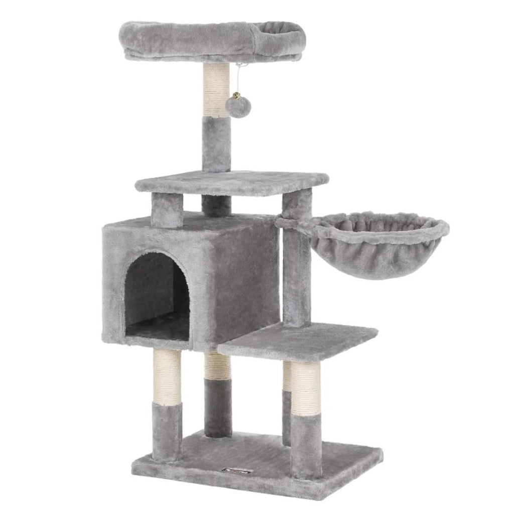 Tiragraffi multilivello altezza 110 cm cuccia per gatti grigio chiaro 12_0001163