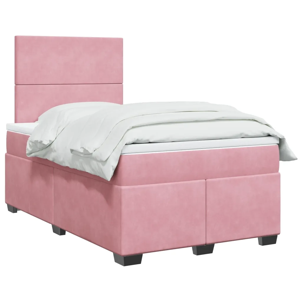 Giroletto a Molle con Materasso Rosa 120x190 cm in Velluto 3290857