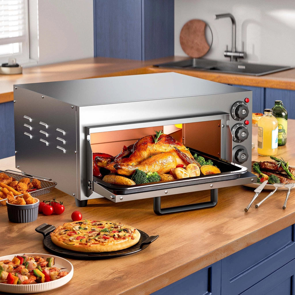 Forno pizza elettrico, con pietra refrattaria in cordierite, 2000W, max 350°C Fornetto pizza