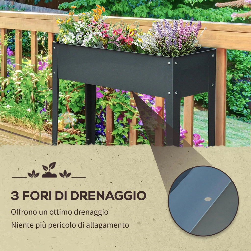 Fioriera da Esterno Rialzata ¨C zephmum ¨C 100x30x80 cm Grigio Metallo