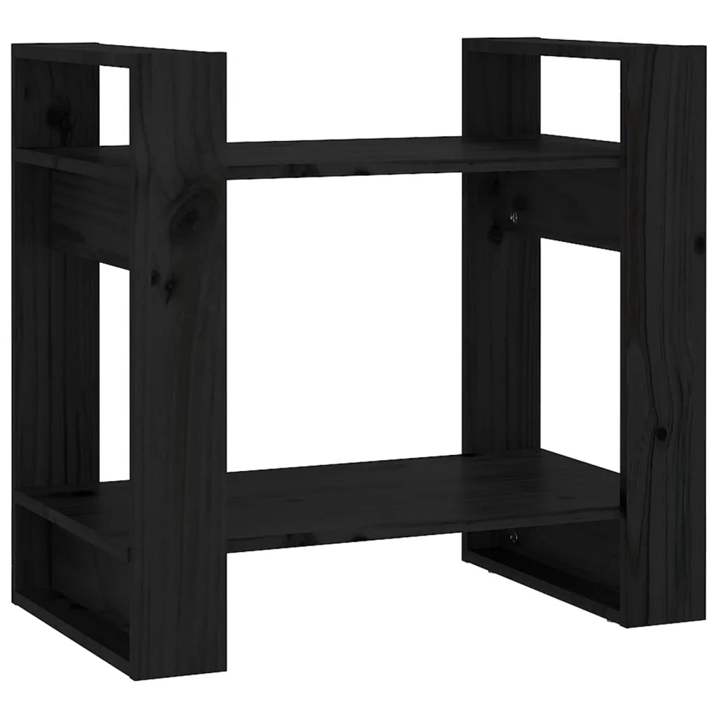Libreria/Divisorio Nero 60x35x57 cm in Legno Massello di Pino 813878