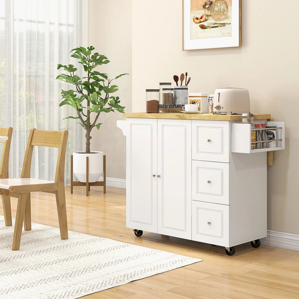 Tavolo da cucina allungabile con cassetti e ripiano pieghevole ¨C zephmum ¨C bianco 111.5x75x89 cm