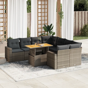 Set Divano da Giardino 9 pz con Cuscini Grigio in Polyrattan 3327021