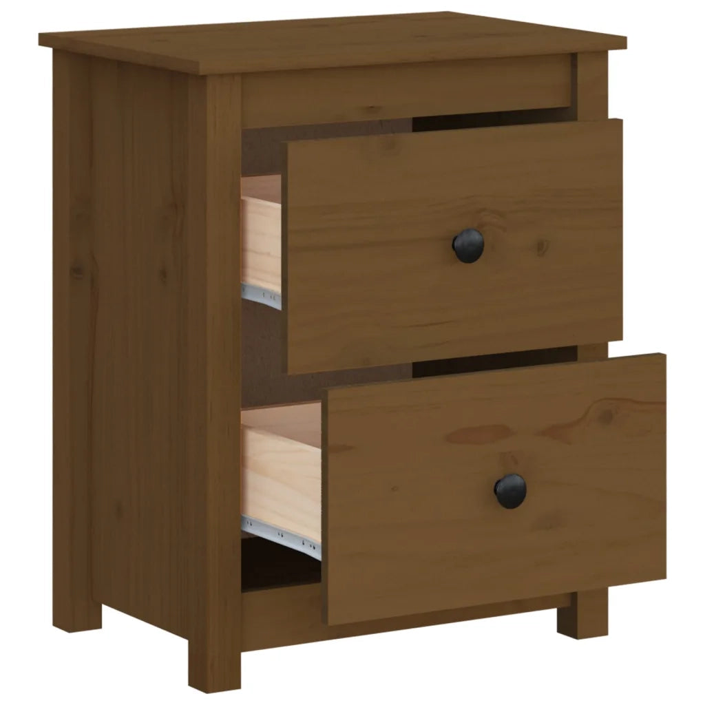 Comodino Marrone Ambra 50x35x61,5 cm in Legno Massello di Pino 813685