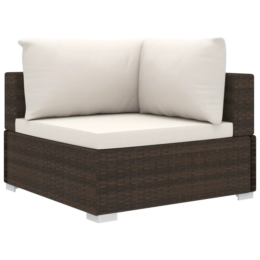 Set Divani da Giardino 10 pz con Cuscini in Polyrattan Marrone 48307