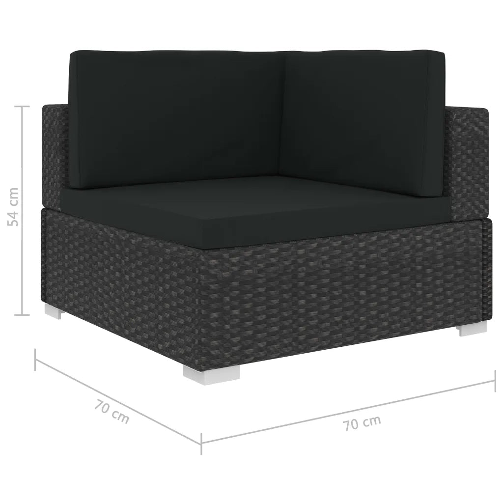 Poltrone Modulari ad Angolo con Cuscini 2 pz Polyrattan Nero CFW7683109