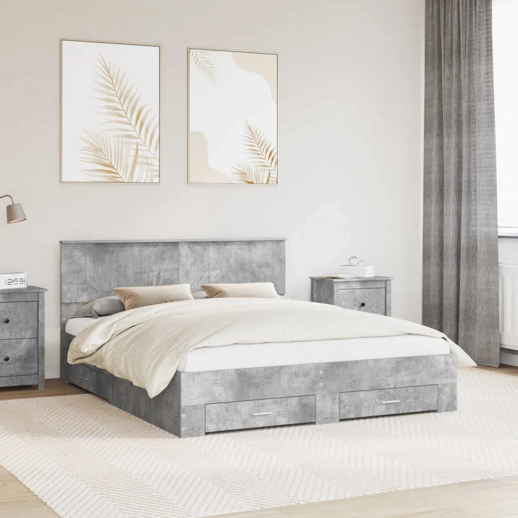 Struttura del letto con testiera Grigio cemento 160 x 200 cm
