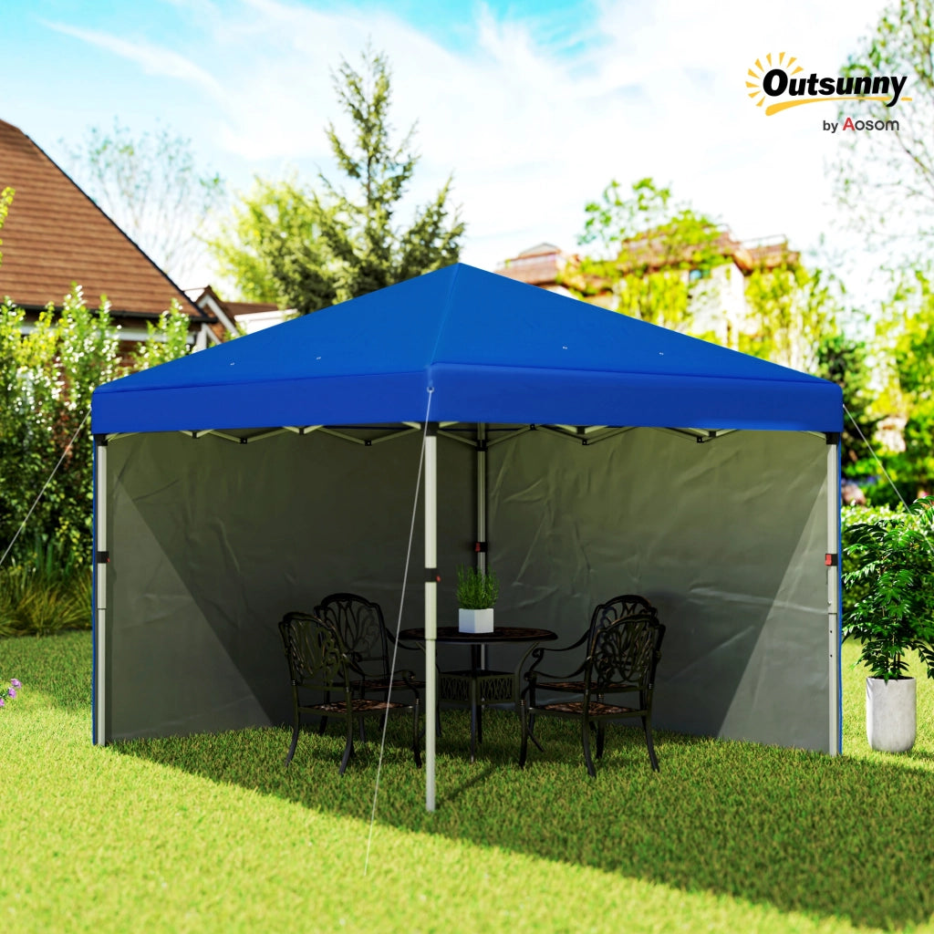 Carpa Plegable Pop-up 3x3 m con Pareti Laterali Anti-UV ¨C zephmum ¨C Blu