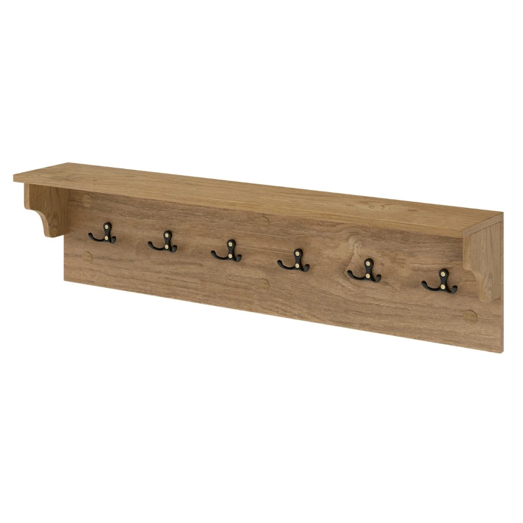 Appendiabiti da parete 80 x 14 x 20 cm con pratico ripiano design da parete per riporre in modo ordinato in legno naturale 20_0017685