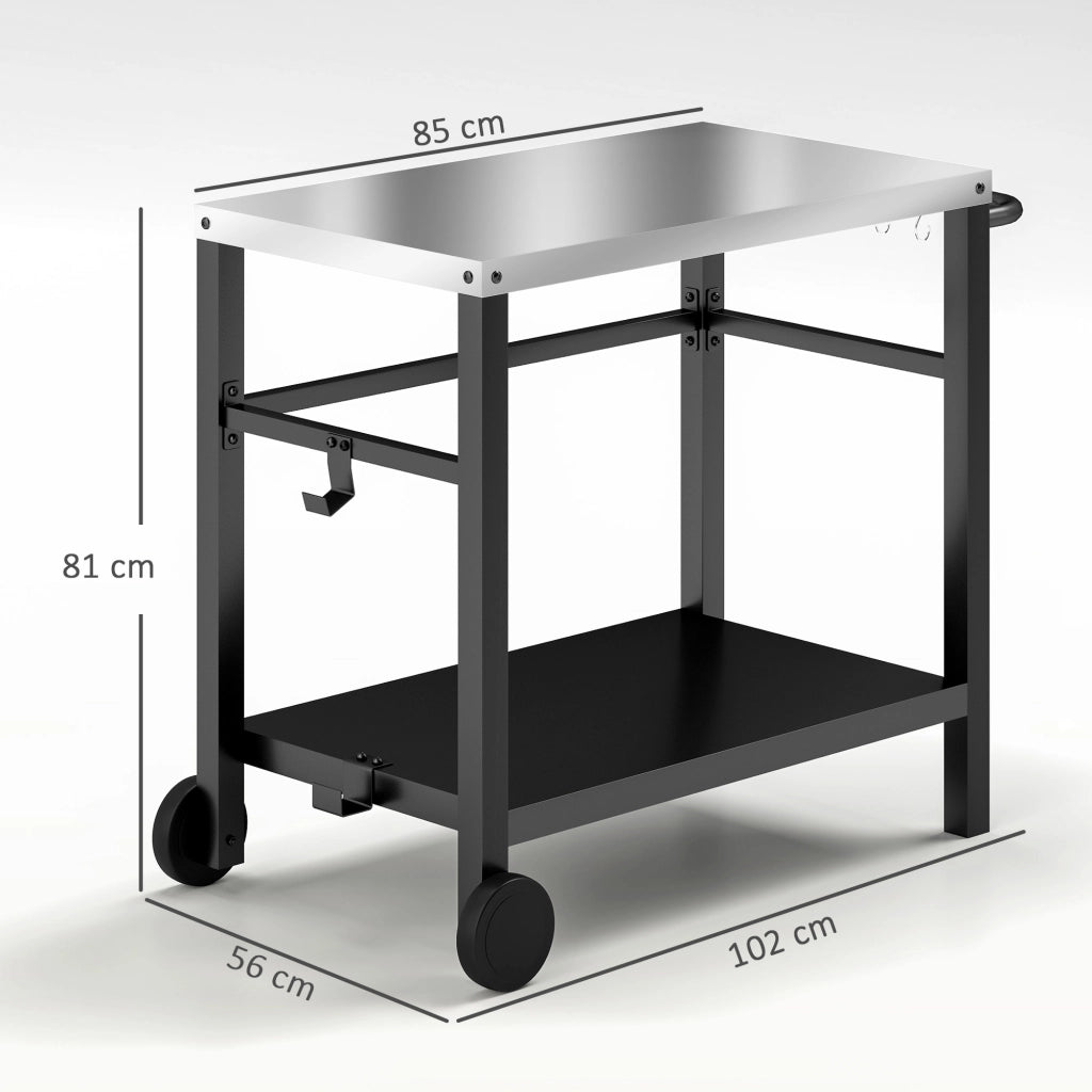 Carrello da cucina 2 piani con ripiano lavoro ¨C zephmum ¨C 102x56x81 cm