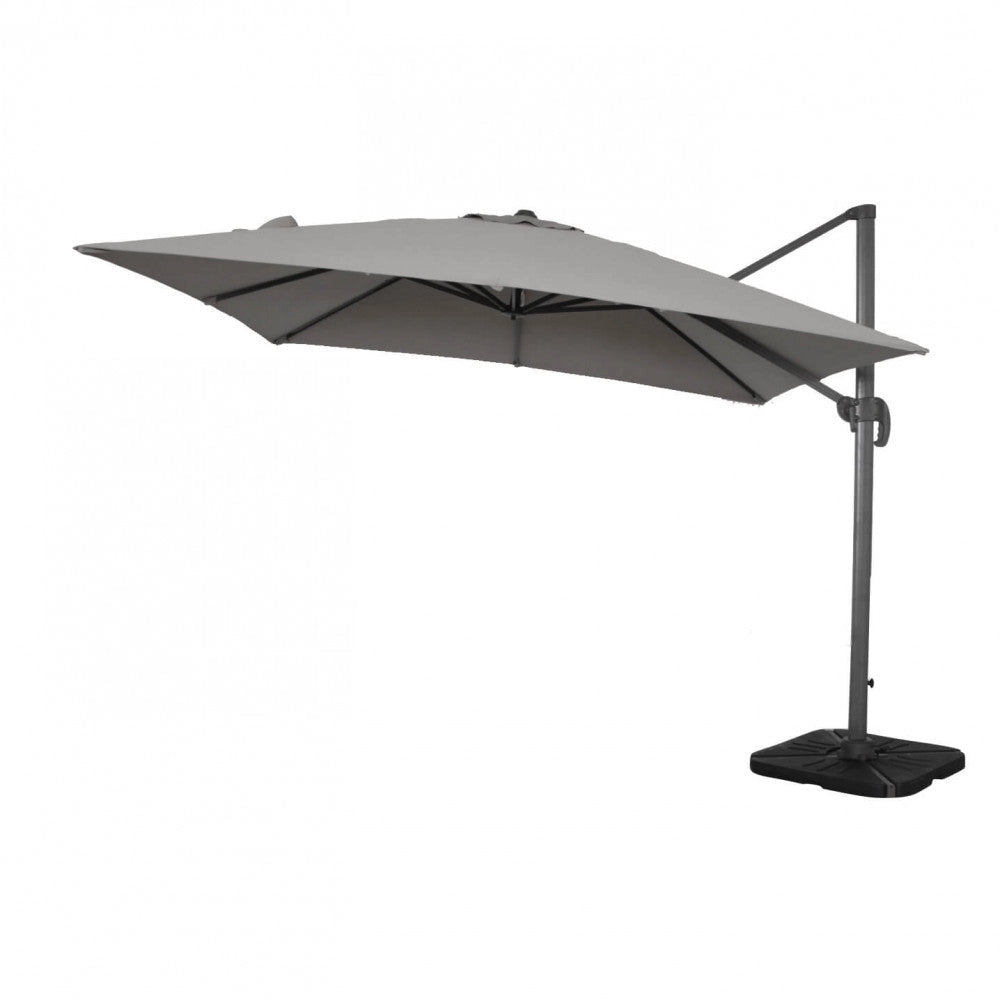 Ombrellone da Giardino Saturno Decentrato 3x4m in Alluminio Antracite Telo Grigio