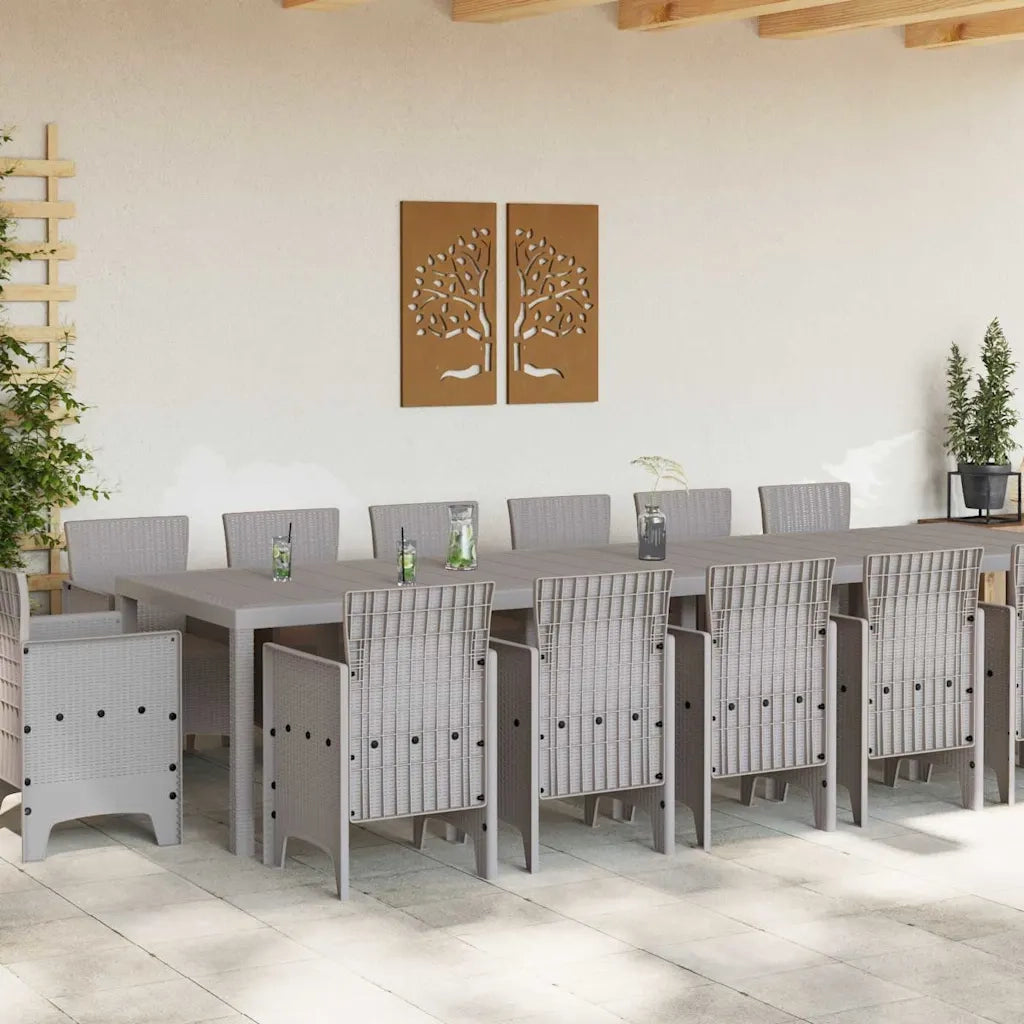 Set da Pranzo per Giardino 15 pcs Grigio chiaro Rattan Polt 3378647