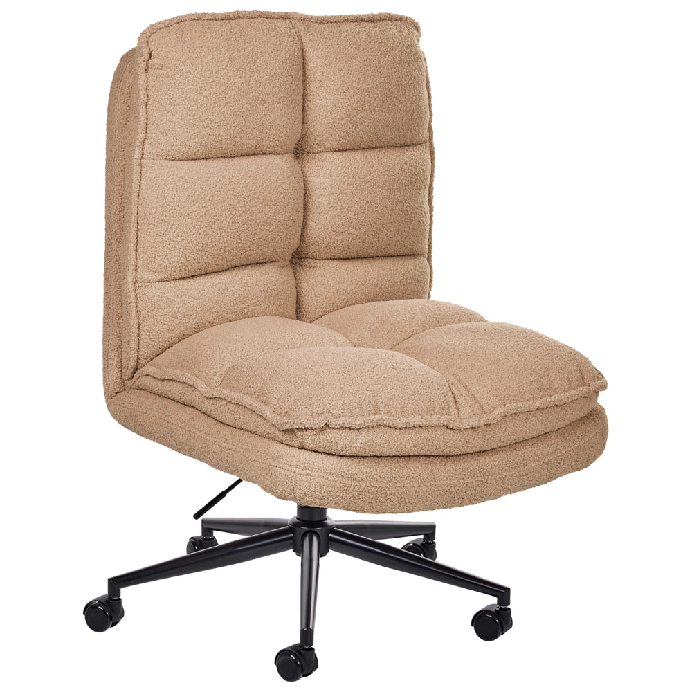 Sedia da scrivania per ufficio Rivestimento in Boucle beige sabbia Regolazione dell'altezza del sedile Imbottitura girevole reclinabile