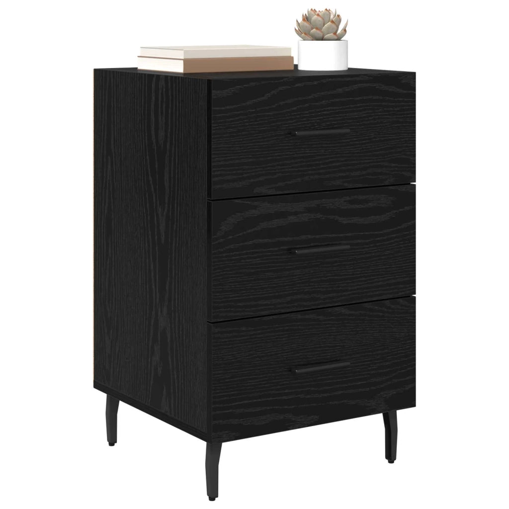 Comodino | Armadio da Notte | Mobiletto da notte Rovere Nero 40 x 40 x 66 cm Legno multistrato