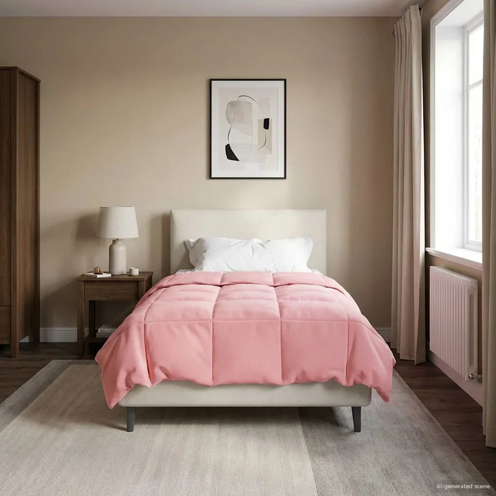 Piumone | Duvet Estivo Trapuntato Rosa 155 x 200 cm Microfibra