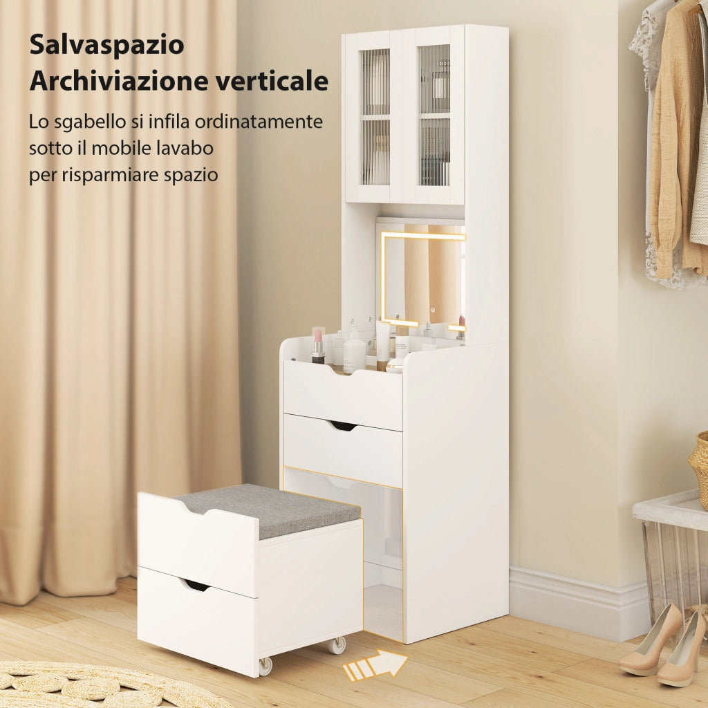 Toeletta Trucco con Specchio Illuminato ¨C zephmum ¨C Bianco