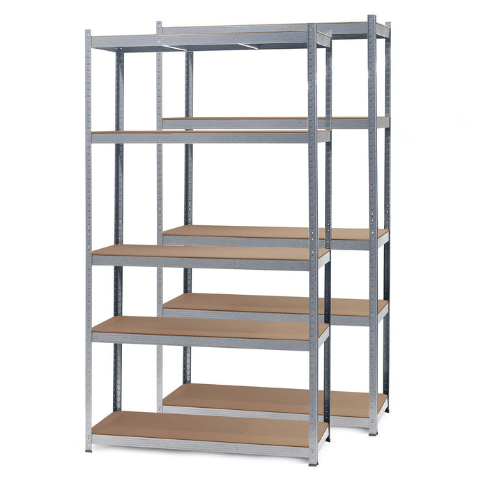 Set 2x Scaffali zincati a incastro per carichi pesanti 100x50x200cm 5 ripiani 200kg/piano