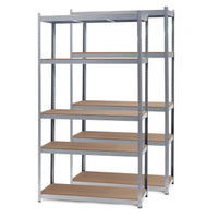Set 2x Scaffali zincati a incastro per carichi pesanti 100x50x200cm 5 ripiani 200kg/piano