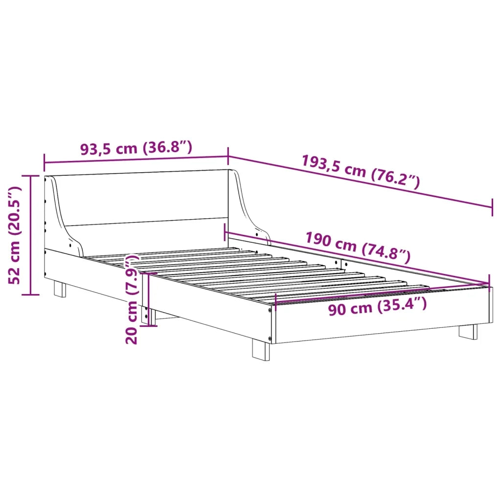 Letto senza Materasso 90x190 cm in Legno Massello di Pino 850749