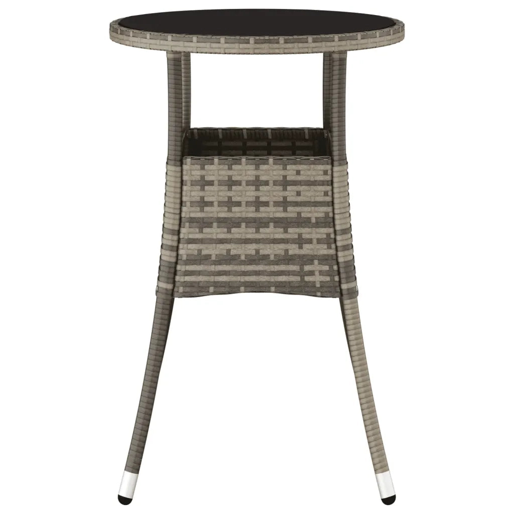 Tavolo Giardino | Tavolino da esterno ?60x75 cm Vetro Temperato e Polyrattan Grigio