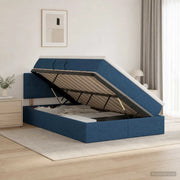 Letto con contenitore LED e materasso Blu 120 x 190 cm Tessuto 3459053