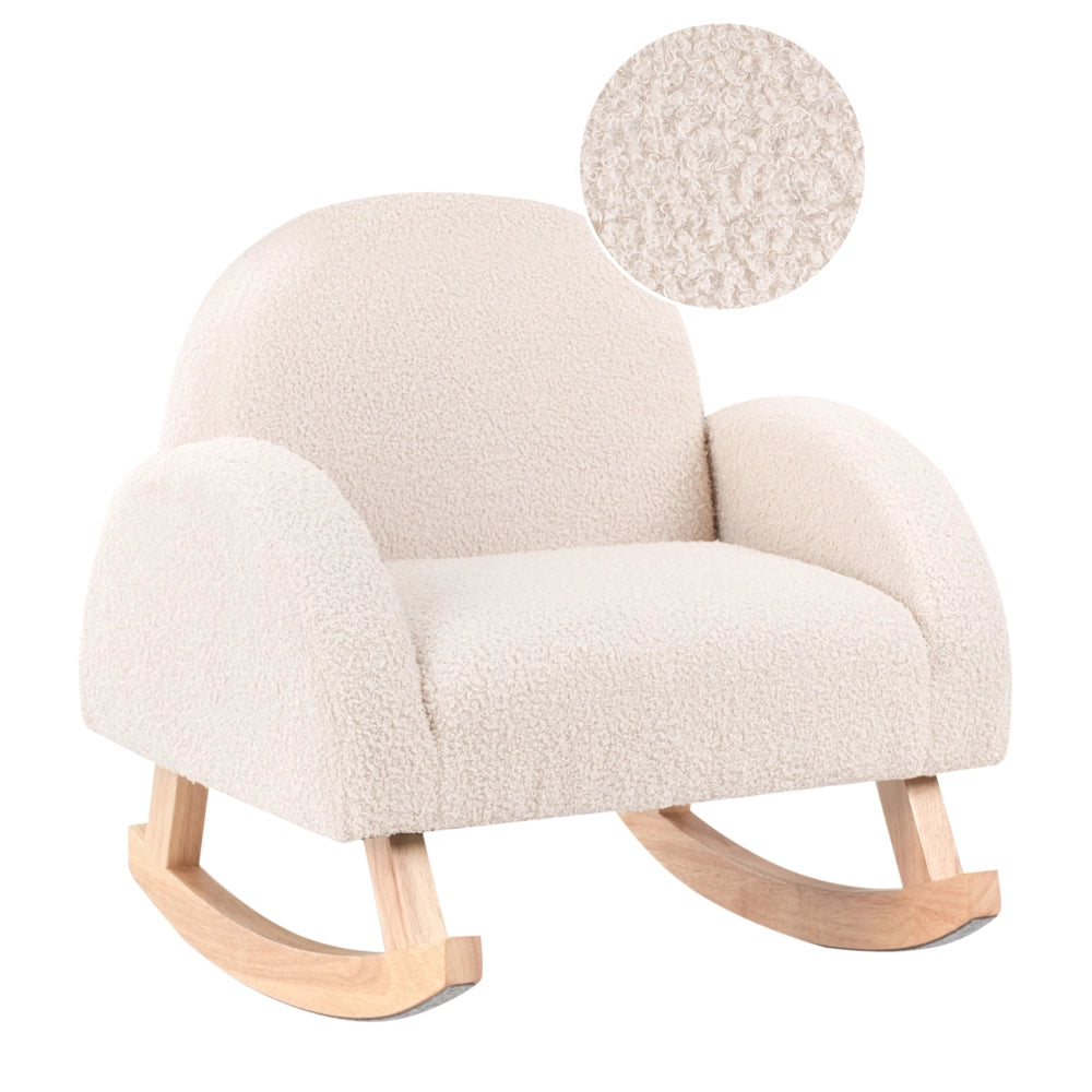 Sedia a dondolo per bambini in legno beige chiaro cameretta