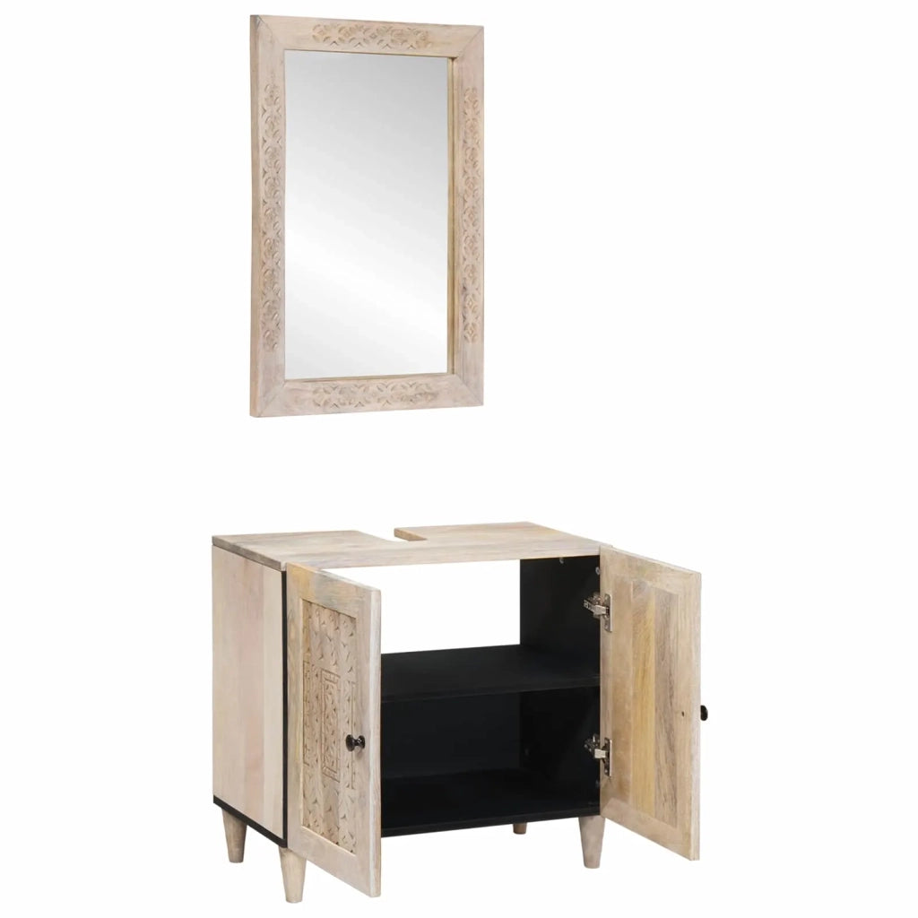 Set di mobili per il bagno 2 pcs Bianco Legno multistrato 3310072