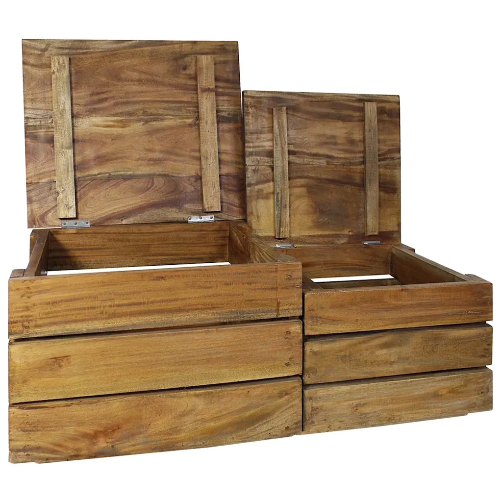 Set di Casse Portaoggetti 2 pz in Legno Massello di Mogano CFW4150093