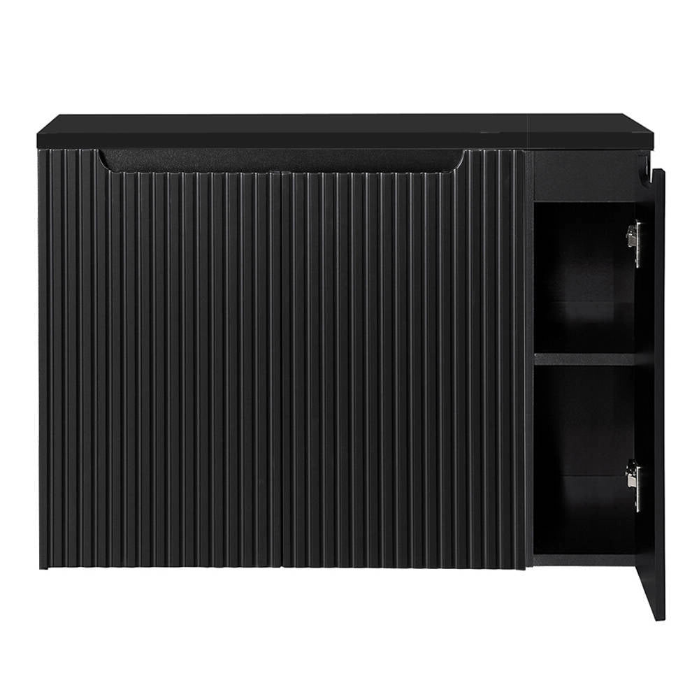 Mobile Sottolavabo NEWPORT da Parete con 3 Ante e Ripiano 100x60x40 cm - Nero [en.casa]