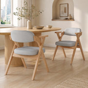 Sedia da Pranzo Set da 2 Pieghevole con Braccioli Design Ergonomico in Legno Massello Grigio