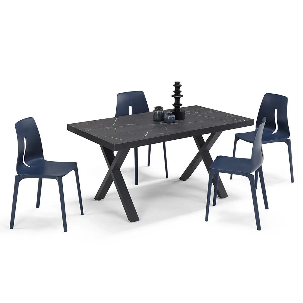 Tavolo allungabile da pranzo Pietra Nera 145x85 MADE IN ITALY modello PABLO fino a 195 CM per sala da pranzo, cucina e soggiorno, design moderno con top in melaminico